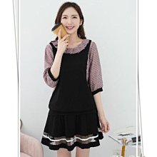 ╭＊加大尺碼＊╮61309.點點中袖假二件式上衣☆°42.46.50.54 歷史價格詳細信息