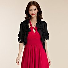 Ξ米亞alisaΨ JK9631 經典百搭荷葉邊短袖雪紡開衫小外套 黑 白 M XL 2XL 3XL ☆ 代購 歷史價格詳細信息