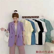 西裝外套女薄款大碼胖氣質韓版黑色職業裝短袖西服套裝女工作服夏 歷史價格詳細信息
