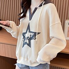 早秋連帽衛衣女春韓版寬松薄款撞色拼接設計感小眾小個子外套-餘登米女裝 歷史價格詳細信息