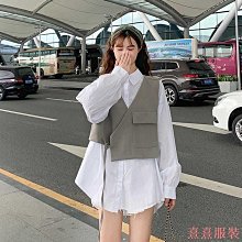 熹熹服裝大尺碼女裝西裝馬甲2023春秋新款韓版時尚潮流無袖馬夾西裝外套 歷史價格詳細信息