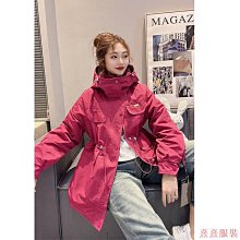 熹熹服裝新款棉質連帽風衣女春秋外套歐美大尺碼寬鬆素色服飾女裝 歷史價格詳細信息