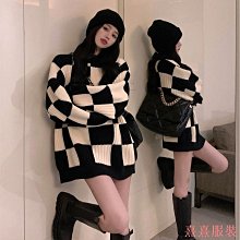 棋盤格毛衣小外套 SXXL 潮牌寬鬆外穿慵懶針織v領小外套 長袖小外套毛衣 秋冬情侶裝黑白格子毛衣馬甲男女同款 歷史價格詳細信息
