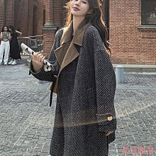 小美の店秋冬季新款毛呢外套加厚大尺碼韓版毛呢大衣女士外套寬鬆中長款女裝INS 歷史價格詳細信息