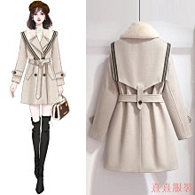 小美の店秋冬季新款毛呢外套加厚大尺碼韓版毛呢大衣女士外套寬鬆中長款女裝INS 歷史價格詳細信息
