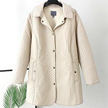 女人衣櫥㊕最後清倉小資秋冬外銷單品簡約 橘粉色菱格車線斜口袋棉質 排釦長袖翻領中長過膝薄款棉衣外套 大尺碼超大胸116-132.K670♥ 歷史價格詳細信息