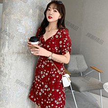 雪紡碎花連衣裙女V領超仙裙子法式初戀氣質顯瘦溫柔風女神中長裙-名流 歷史價格詳細信息