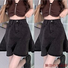 鮑勃の生活館S~5XL 女生大尺碼牛仔短裙 韓版 高腰 寬鬆 開叉 A字裙 學生 時尚百搭 ins潮 中長款 牛仔裙 設計感 歷史價格詳細信息