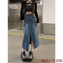 鮑勃の生活館大尺碼牛仔半身裙 性感時尚荷葉邊魚尾裙中長款高腰包臀長裙 歷史價格詳細信息