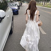 仙法式白色吊帶連衣裙女公主森系海邊度假風蛋糕裙沙灘長裙 歷史價格詳細信息