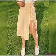 【優選】設計感開衩系帶連衣裙夏裝新款收腰雪紡長裙子ins韓版米白仙女裙 歷史價格詳細信息