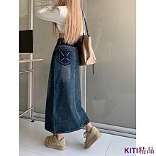 2023年新款夏季側開叉牛仔半身裙女高腰a字裙顯瘦包臂中長款裙子 歷史價格詳細信息