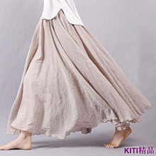 棉麻半身裙女春夏新款大碼高腰百褶裙中長款寬松垂感時尚大擺裙子 歷史價格詳細信息