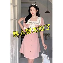 【歡迎光臨】【小胖仙】加大尺碼 大尺碼  大尺碼女裝溫柔風洋裝女夏季新款法式方領不規則中長款仙女裙子 歷史價格詳細信息