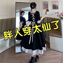 【歡迎光臨】【小胖仙】加大尺碼 大尺碼  大尺碼女裝溫柔風洋裝女夏季新款法式方領不規則中長款仙女裙子 歷史價格詳細信息