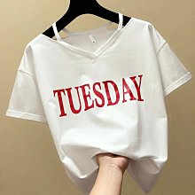 小心機V領寬鬆T恤女2024夏季新款設計感小眾甜辣妹百搭新款短袖潮 歷史價格詳細信息