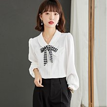 【歡迎光臨】實拍 2024年秋新款長袖雪紡襯衫女 OL通勤時尚打底上衣女 歷史價格詳細信息