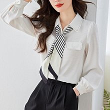 【歡迎光臨】實拍 2024年秋新款長袖雪紡襯衫女 OL通勤時尚打底上衣女 歷史價格詳細信息