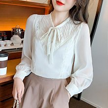 【歡迎光臨】實拍 2024年秋新款長袖雪紡襯衫女 OL通勤時尚打底上衣女 歷史價格詳細信息