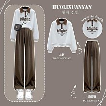 時尚兩件套褲裝2023年夏季新款印花雪紡衫高腰直筒褲開衩微喇褲 歷史價格詳細信息