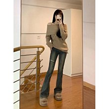 辣妹復古破洞微喇牛仔褲女2024春夏新款高腰顯瘦修身彈力毛邊長褲 歷史價格詳細信息