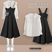 熹熹服裝爆好看~大尺碼套裝 大尺碼上衣 大尺碼裙子 大尺碼女生衣著 大尺碼女裝秋季新款美院生長袖襯衫上衣女胖mm吊帶揹帶 歷史價格詳細信息