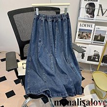 小美の店大尺碼2023年女裝韓版復古牛仔藍鬆緊高腰顯瘦遮胯傘裙中長半身裙 價格比較,價格查詢,歷史價格詳細信息