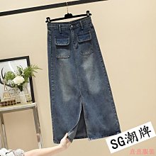 大碼復古a字牛仔半身裙女夏季胖妹妹mm美式高腰顯瘦短裙包臀裙子 歷史價格詳細信息