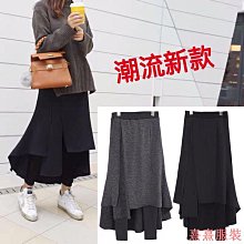 小美の店KISS女裝 歐美風不規則褲裙女新款假兩件大尺碼半身裙小眾設計多層一件式褲裙潮 價格比較,價格查詢,歷史價格詳細信息