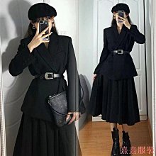 小美の店【現貨】韓系 長版洋裝 秋季胖mm赫本風黑色職業西裝裙子兩件套 連身裙 大尺碼女裝 洋裝 價格比較,價格查詢,歷史價格詳細信息