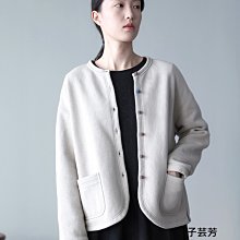 【子芸芳】春秋新款復古雪花洗純亞麻手工繡花貼花寬鬆大袍外披超級美 歷史價格詳細信息