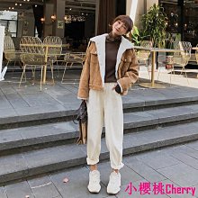 小櫻桃Cherry仿羔羊絨棉服女2023秋冬新款刷毛加厚中長款寬鬆時尚學生大學T外套 歷史價格詳細信息