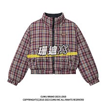 棉服美式雙面穿格紋羽絨棉服外套女冬季加厚設計感小眾派克服情侶棉衣 歷史價格詳細信息