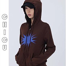 CHIC U 時髦小眾毛須邊復古做舊連帽外套 原創設計師款個性拼接褪色工藝水洗做舊末世感連帽衛衣外套黑灰卡 歷史價格詳細信息