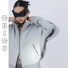 CHIC U 時髦小眾毛須邊復古做舊連帽外套 原創設計師款個性拼接褪色工藝水洗做舊末世感連帽衛衣外套黑灰卡 歷史價格詳細信息