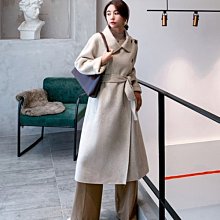 羊毛 大衣 毛呢 外套-翻領寬鬆雙面呢長款女外套2色73yy23[獨家進口][米蘭精品] 歷史價格詳細信息