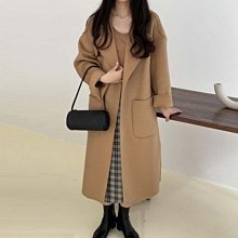 雙面羊絨大衣女米白色長袖高端中長款過膝純色韓版羊毛呢秋冬外套 歷史價格詳細信息
