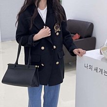 雙面羊毛大衣女雙排扣娃娃領減齡小個子腰帶中長款黑色毛呢外套 歷史價格詳細信息