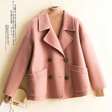 雙面羊毛大衣氣質女短款新款小個子高端圓領羊毛呢秋冬外套潮 歷史價格詳細信息