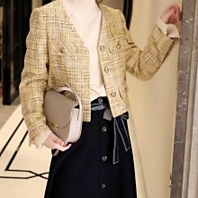 ＊有間衣飾＊2021秋季新品 小香黃色夾花格紋修身短外套 價格比較,價格查詢,歷史價格詳細信息