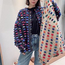 彩虹羊羔毛外套女秋冬韓版加絨加厚寬松百搭保暖情侶裝上衣服 歷史價格詳細信息