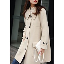 ZW186 經典翻駁領綿羊皮口袋高支羊毛雙面呢大衣外套女收腰毛呢外套NG5QW034 預購 歷史價格詳細信息