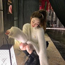 實拍 正韓 肉桂粉色馬海毛毛衣 歷史價格詳細信息