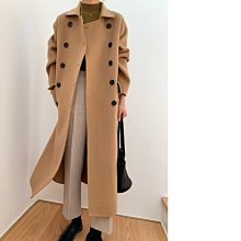 100%羊毛 法式大翻領 連帽水波紋 雙面羊絨大衣 顯瘦毛呢外套 駝色 韓系 正韓風格 SISTERXOXO KOREA 歷史價格詳細信息