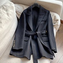 原單 外貿 尾單 // 特價!! 中長款帶腰帶氣質修身手工縫製的100%雙面羊毛大衣外套 歷史價格詳細信息