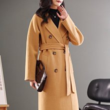 西裝領純羊毛雙面呢大衣可可色女長款修身毛呢高端顯瘦外套氣質 歷史價格詳細信息