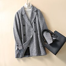 熱銷 新款格子小西裝雙排扣雙面羊絨大衣女韓版寬松復古厚毛呢外套 可開發票 歷史價格詳細信息