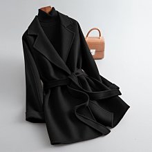 熱銷 雙面呢大衣羊毛尼大衣氣質通勤毛呢大衣毛呢外套女羊毛西裝領外套黑色 可開發票 歷史價格詳細信息