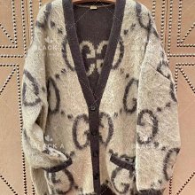 【BLACK A】GUCCI 23FW新款 雙面穿GG馬海毛羊毛混紡開襟外套 深灰x乳白色 價格私訊 價格比較,價格查詢,歷史價格詳細信息