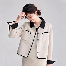 雙面羊絨大衣女秋冬新款小個子修身顯瘦西裝風短款黑色毛呢外套 歷史價格詳細信息